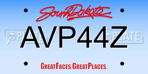 AVP44Z South Dakota License Plate