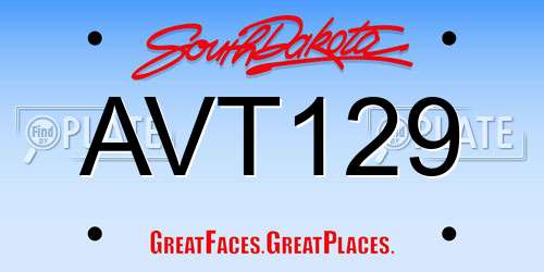 AVT129 South Dakota License Plate