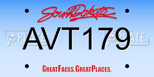 AVT179 South Dakota License Plate