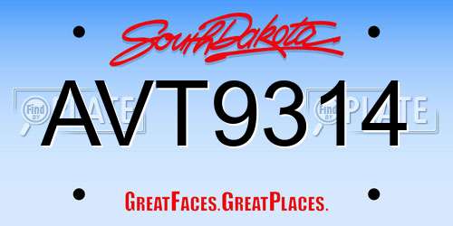 AVT9314 South Dakota License Plate