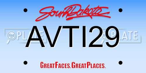AVTI29 South Dakota License Plate