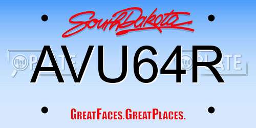 AVU64R South Dakota License Plate