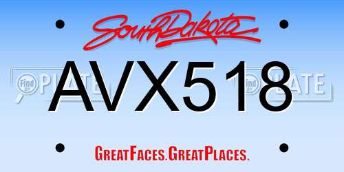 AVX518 South Dakota License Plate