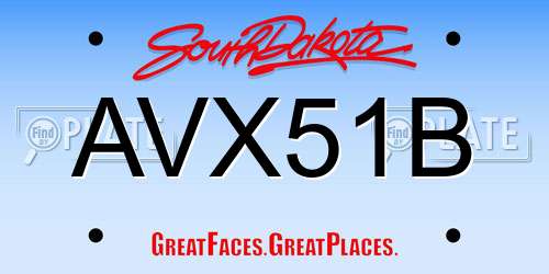 AVX51B South Dakota License Plate