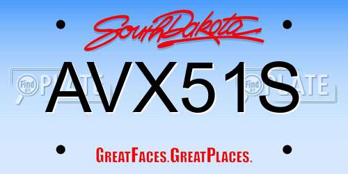 AVX51S South Dakota License Plate