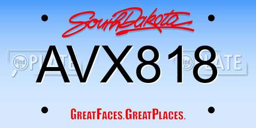 AVX818 South Dakota License Plate