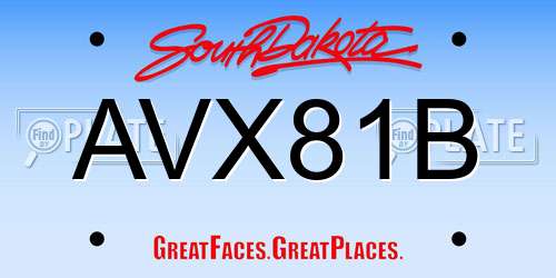 AVX81B South Dakota License Plate