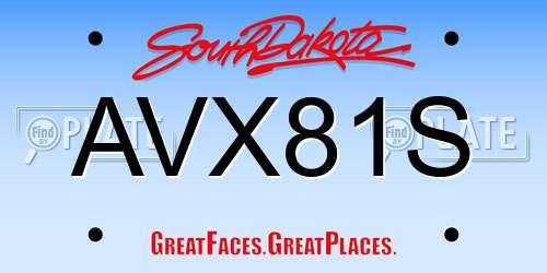 AVX81S South Dakota License Plate