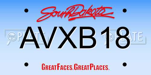 AVXB18 South Dakota License Plate
