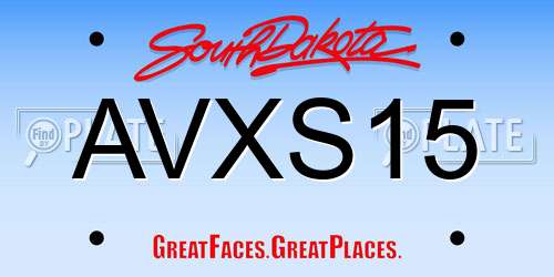 AVXS15 South Dakota License Plate