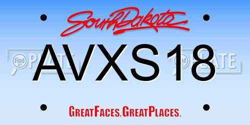 AVXS18 South Dakota License Plate