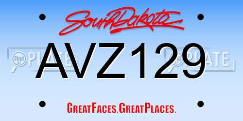 AVZ129 South Dakota License Plate