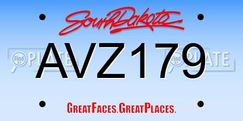 AVZ179 South Dakota License Plate