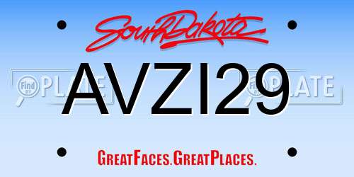 AVZI29 South Dakota License Plate