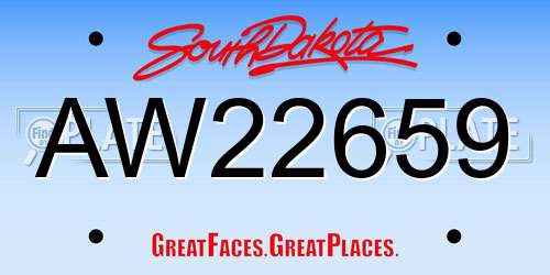 AW22659 South Dakota License Plate