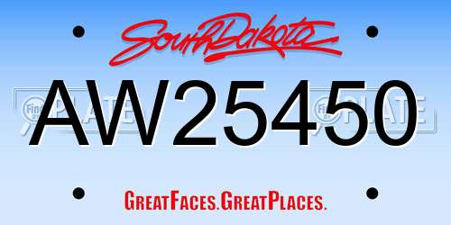 AW25450 South Dakota License Plate