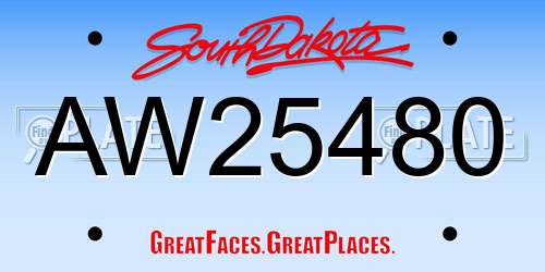 AW25480 South Dakota License Plate