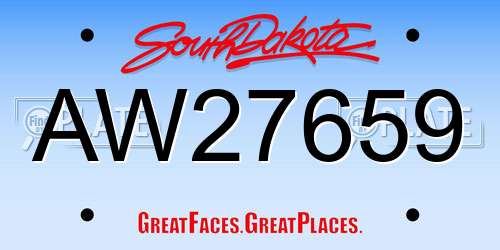 AW27659 South Dakota License Plate