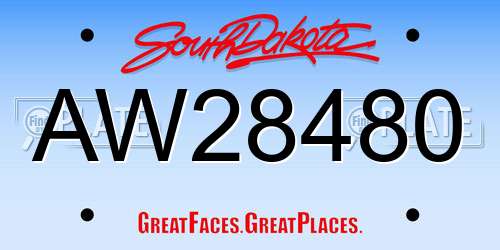 AW28480 South Dakota License Plate