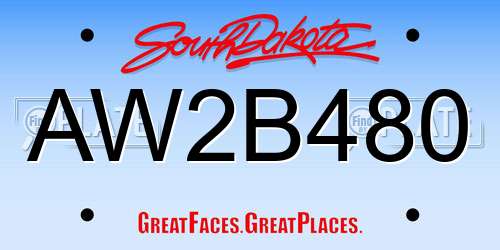 AW2B480 South Dakota License Plate