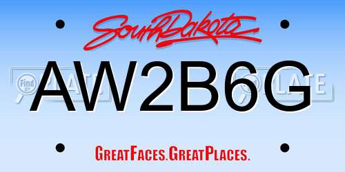 AW2B6G South Dakota License Plate