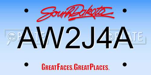 AW2J4A South Dakota License Plate