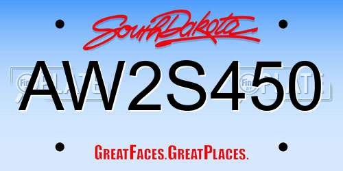 AW2S450 South Dakota License Plate