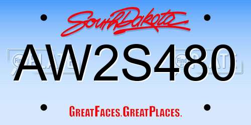 AW2S480 South Dakota License Plate