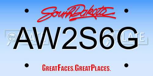 AW2S6G South Dakota License Plate