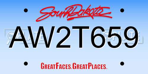 AW2T659 South Dakota License Plate