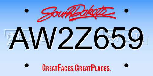 AW2Z659 South Dakota License Plate