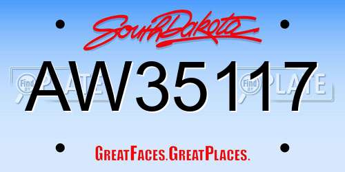 AW35117 South Dakota License Plate
