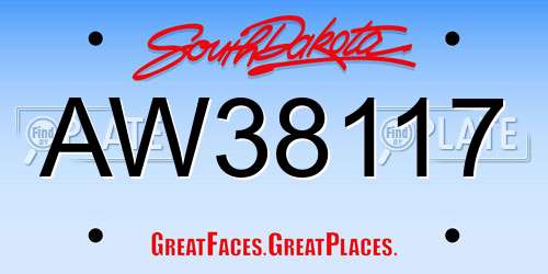 AW38117 South Dakota License Plate