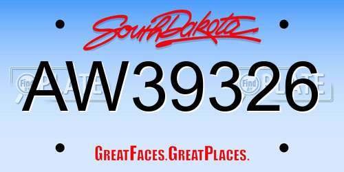 AW39326 South Dakota License Plate