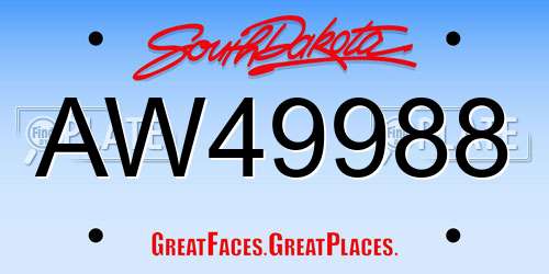 AW49988 South Dakota License Plate