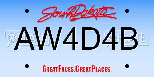 AW4D4B South Dakota License Plate