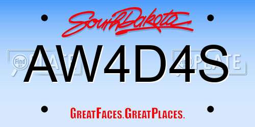 AW4D4S South Dakota License Plate