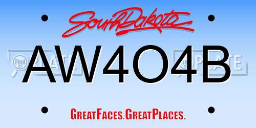 AW4O4B South Dakota License Plate