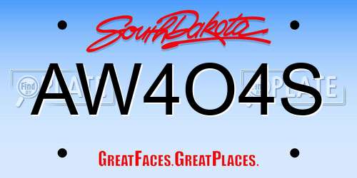 AW4O4S South Dakota License Plate