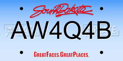 AW4Q4B South Dakota License Plate