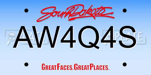 AW4Q4S South Dakota License Plate