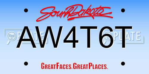 AW4T6T South Dakota License Plate
