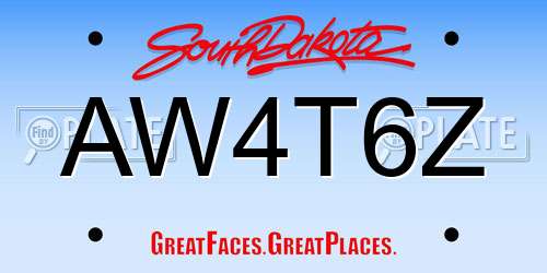 AW4T6Z South Dakota License Plate