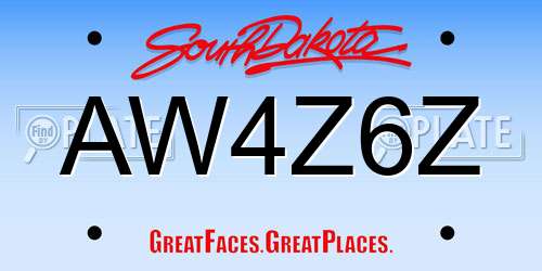 AW4Z6Z South Dakota License Plate