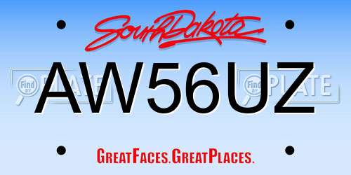 AW56UZ South Dakota License Plate