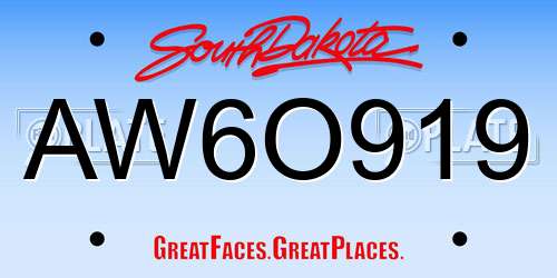 AW6O919 South Dakota License Plate