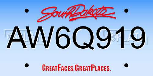 AW6Q919 South Dakota License Plate