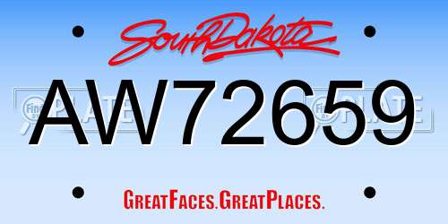 AW72659 South Dakota License Plate