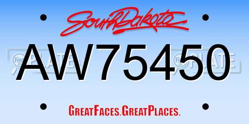 AW75450 South Dakota License Plate
