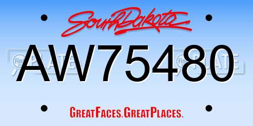 AW75480 South Dakota License Plate
